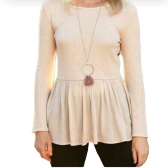 Matilda Jane | Thermal Peplum Cream Blouse | size M - Picture 1 of 5